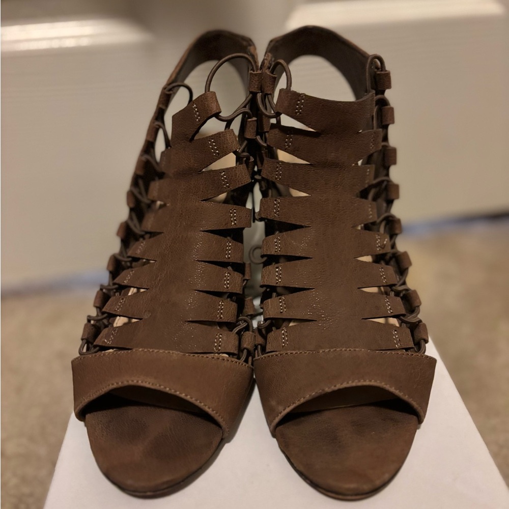 Vince Camuto Brown Strappy Heels